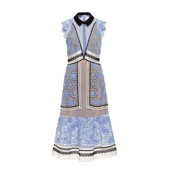 Self-Portrait Dresses & Skirts - Self Portrait Floral Lace Panel Midi Dress